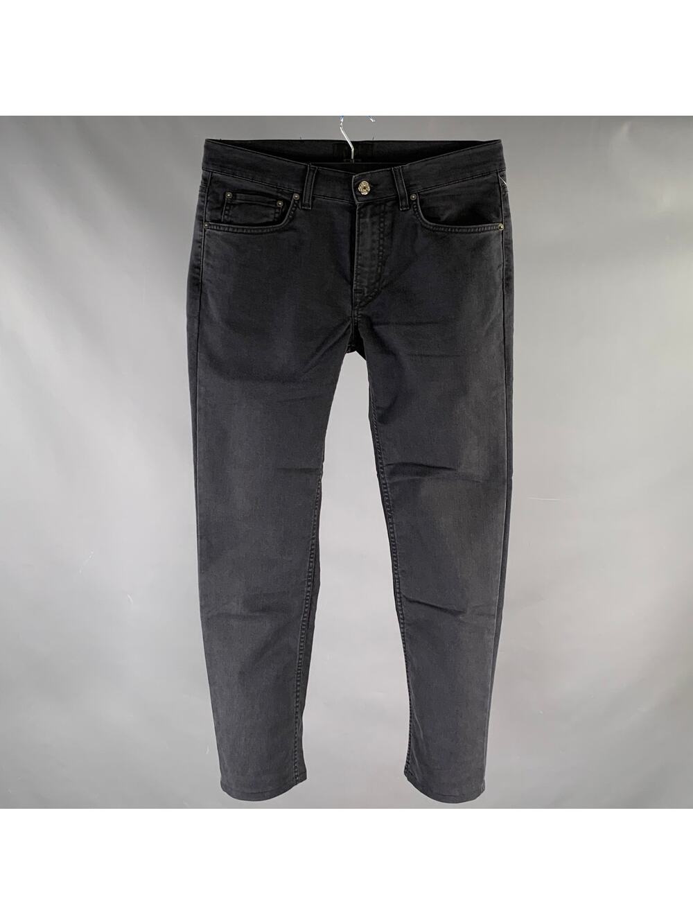 ACNE Size 32 ACE UPS BLACK Black Cotton Blend Skinny Jeans